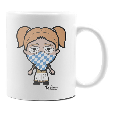 Die Jung Sinzerin Bayrisches Mundtuch Keramik Kaffeetasse 330ml Weiss Rampoldplatte Front