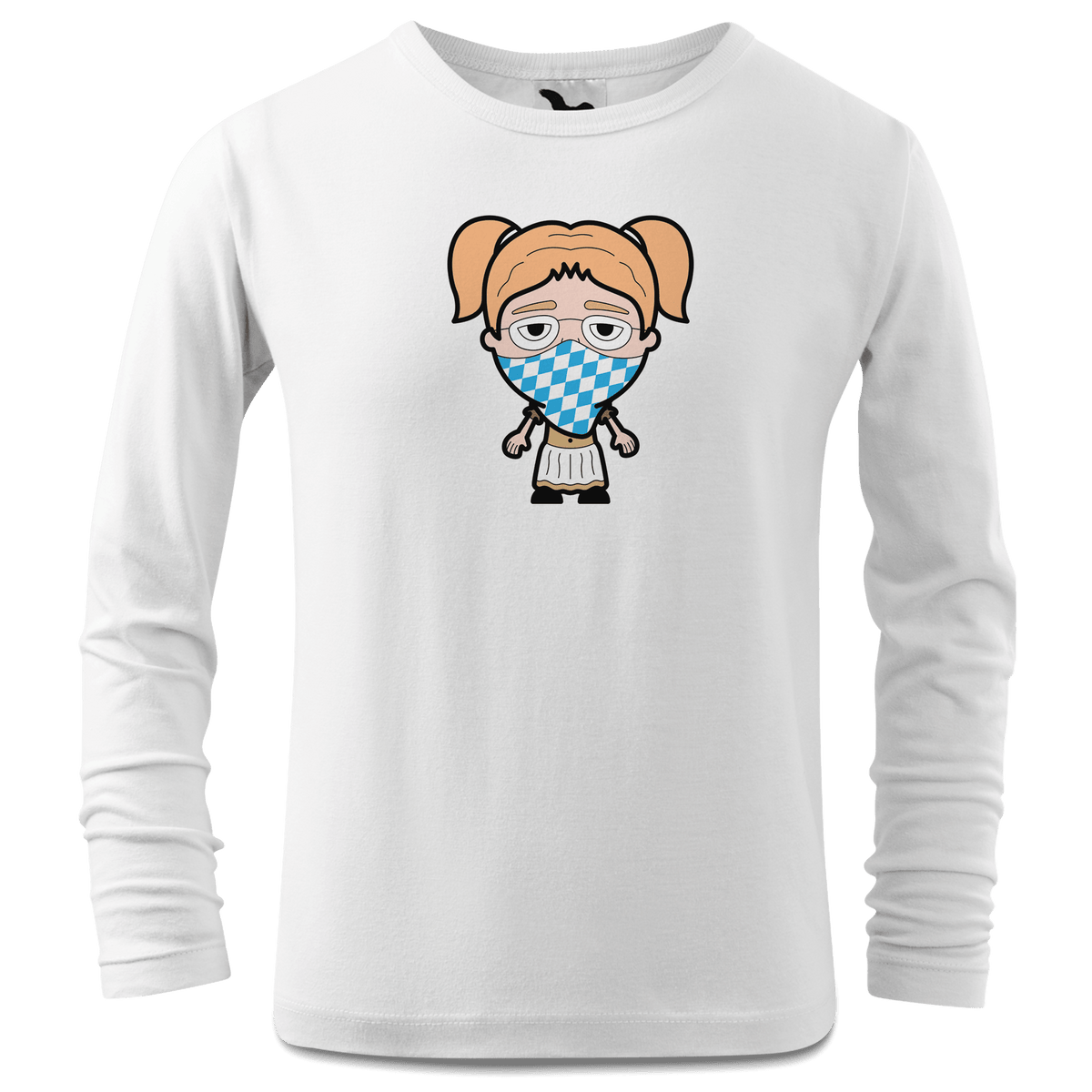 Die Jung Sinzerin Bayrisches Mundtuch Longsleeve Kinder Weiss Westerndorf Front