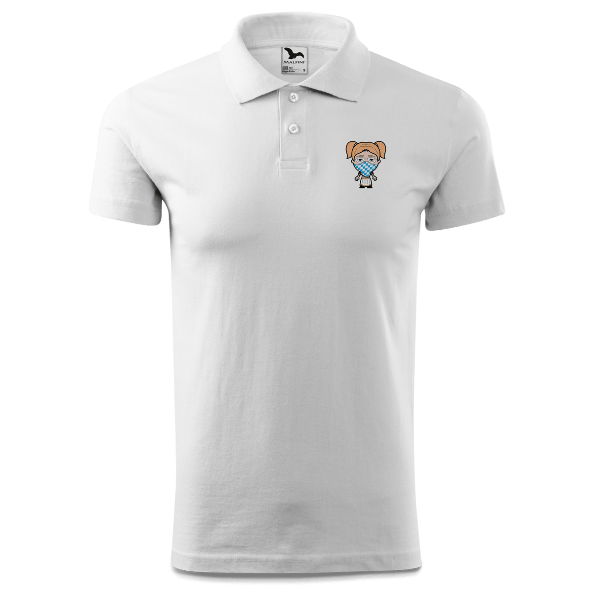 Die Jung Sinzerin Bayrisches Mundtuch Polo Shirt Herren Weiss Murnau Front