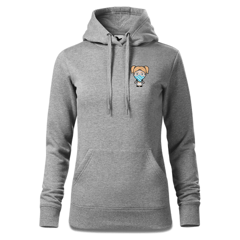 Die Jung Sinzerin Bayrisches Mundtuch Sweatshirt Hoody Damen Grau Meliert Kleinholzen Front