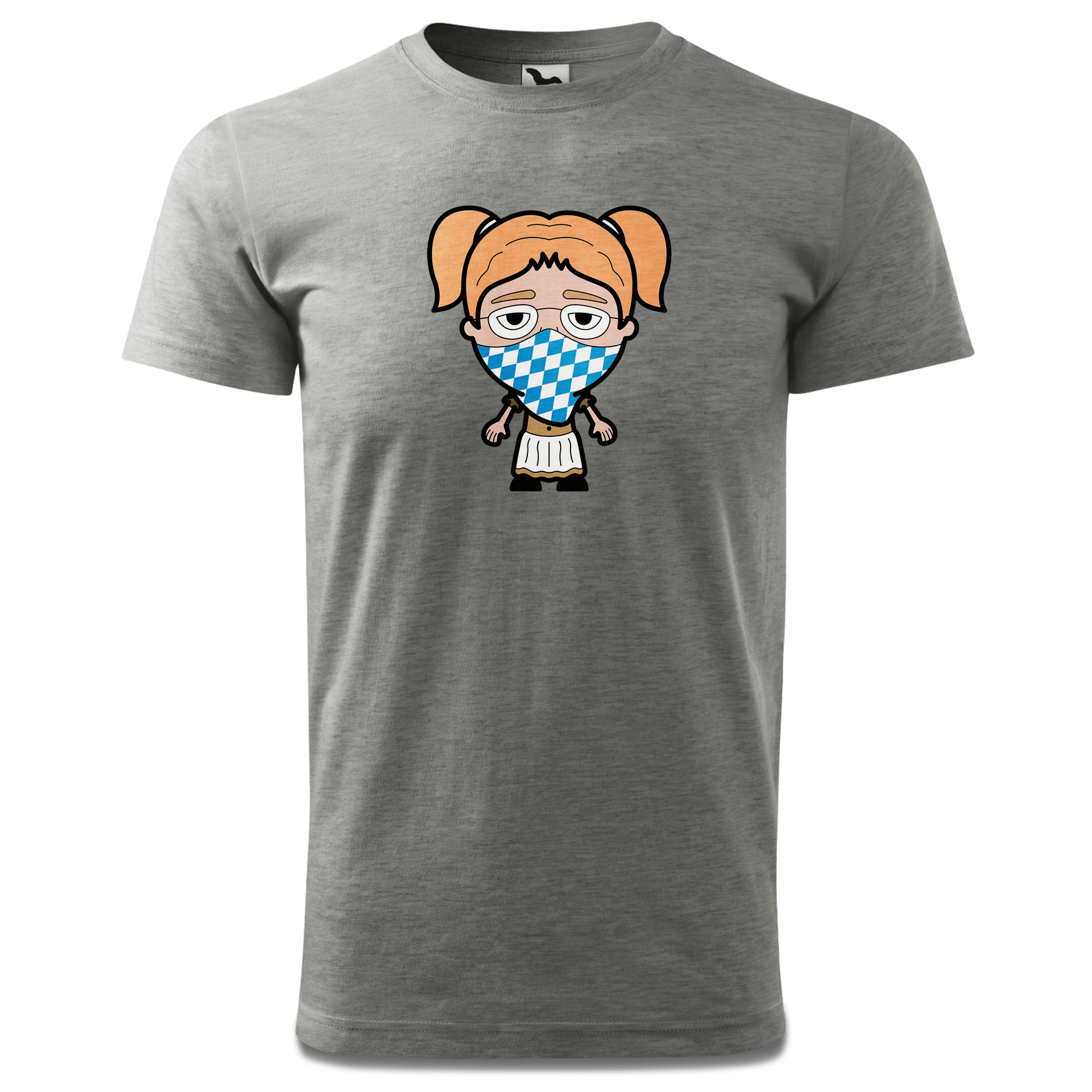 Die Jung Sinzerin Bayrisches Mundtuch T Shirt Herren Grau Meliert Hofau Front