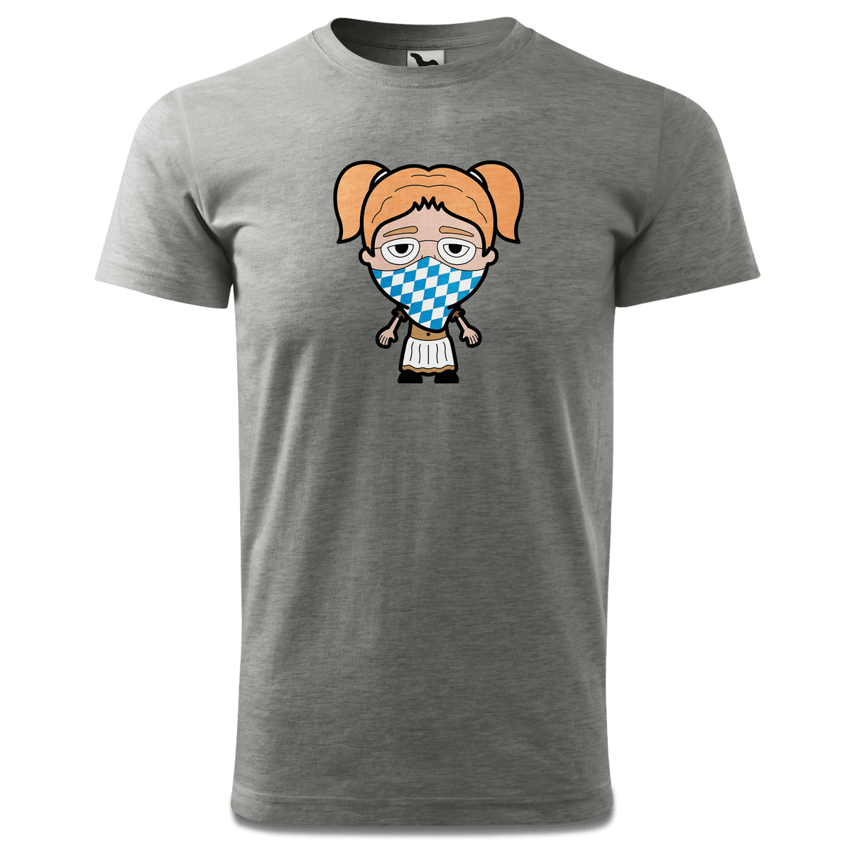 Die Jung Sinzerin Bayrisches Mundtuch T Shirt Herren Grau Meliert Hofau Front