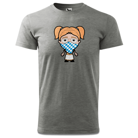 Die Jung Sinzerin Bayrisches Mundtuch T Shirt Herren Grau Meliert Hofau Front
