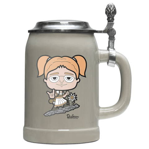 Die Jung Sinzerin Bergsteiger Bierkrug 500ml Grau mit Deckel Hocheck Front