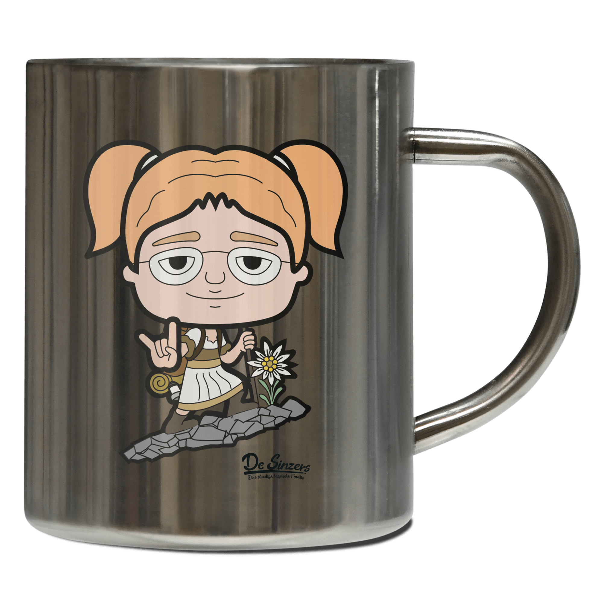 Die Jung Sinzerin Bergsteiger Edelstahl Kaffeetasse 400ml Grosser Arber Front