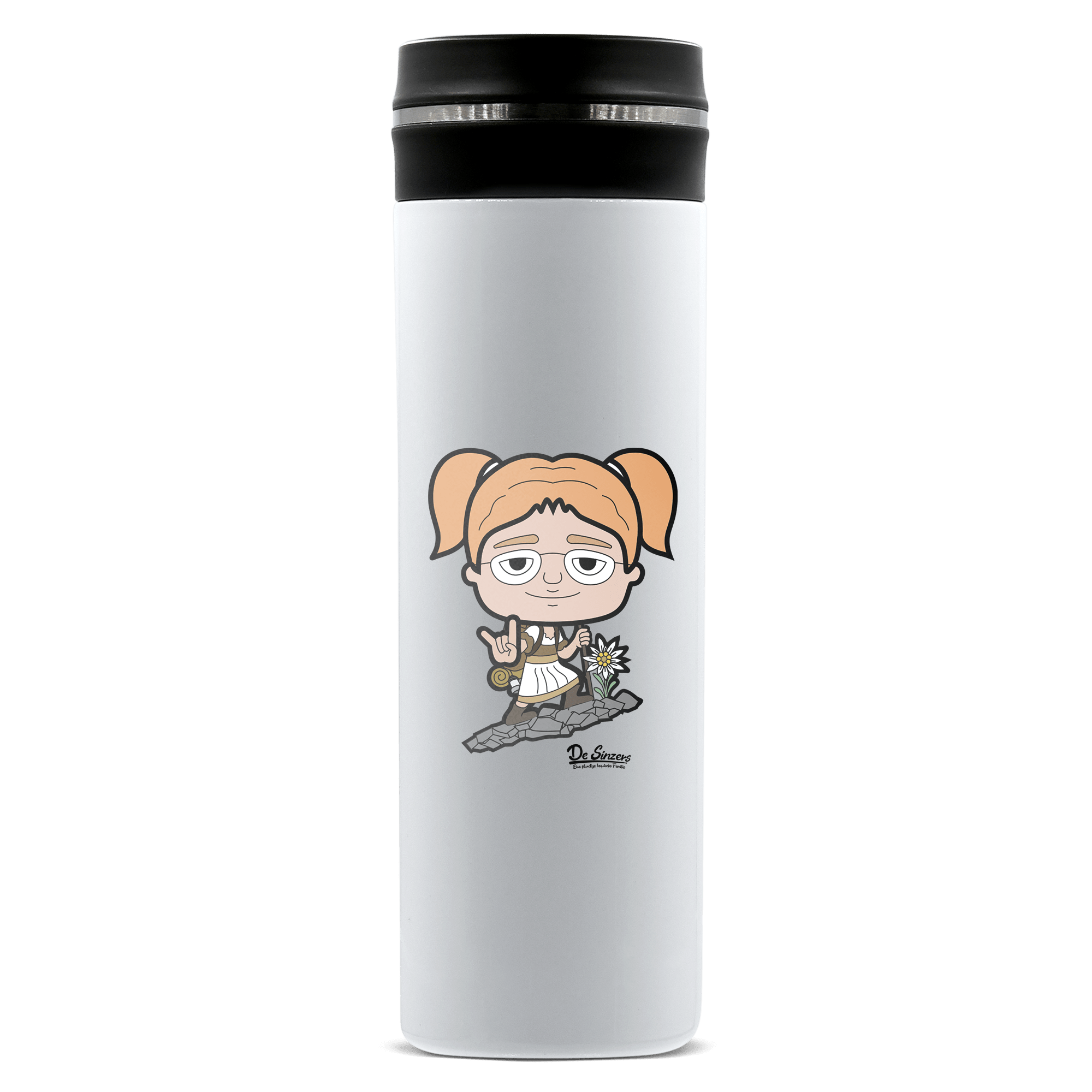Die Jung Sinzerin Bergsteiger Edelstahl Thermoflasche 450ml Weiss Geigelstein Front