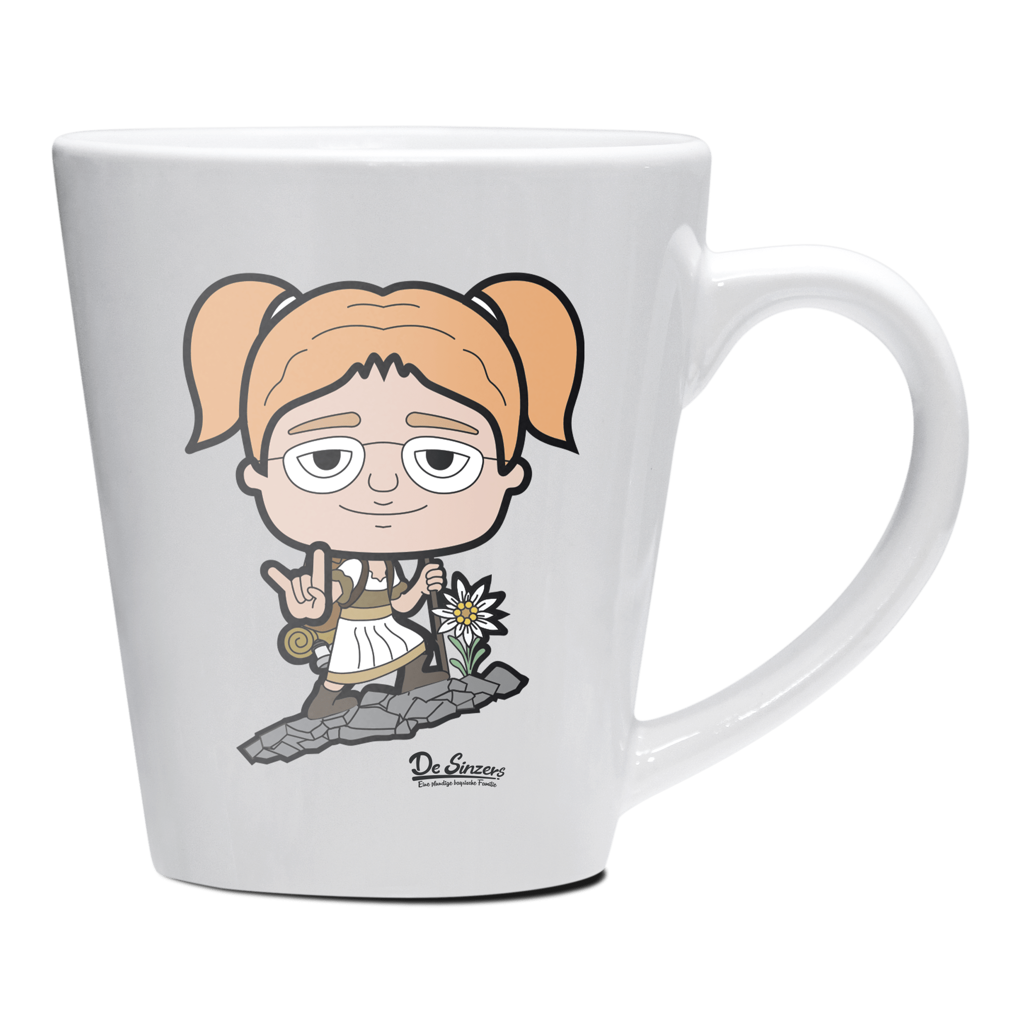 Die Jung Sinzerin Bergsteiger Keramik Kaffeetasse 200ml Weiss Herzogstand Front