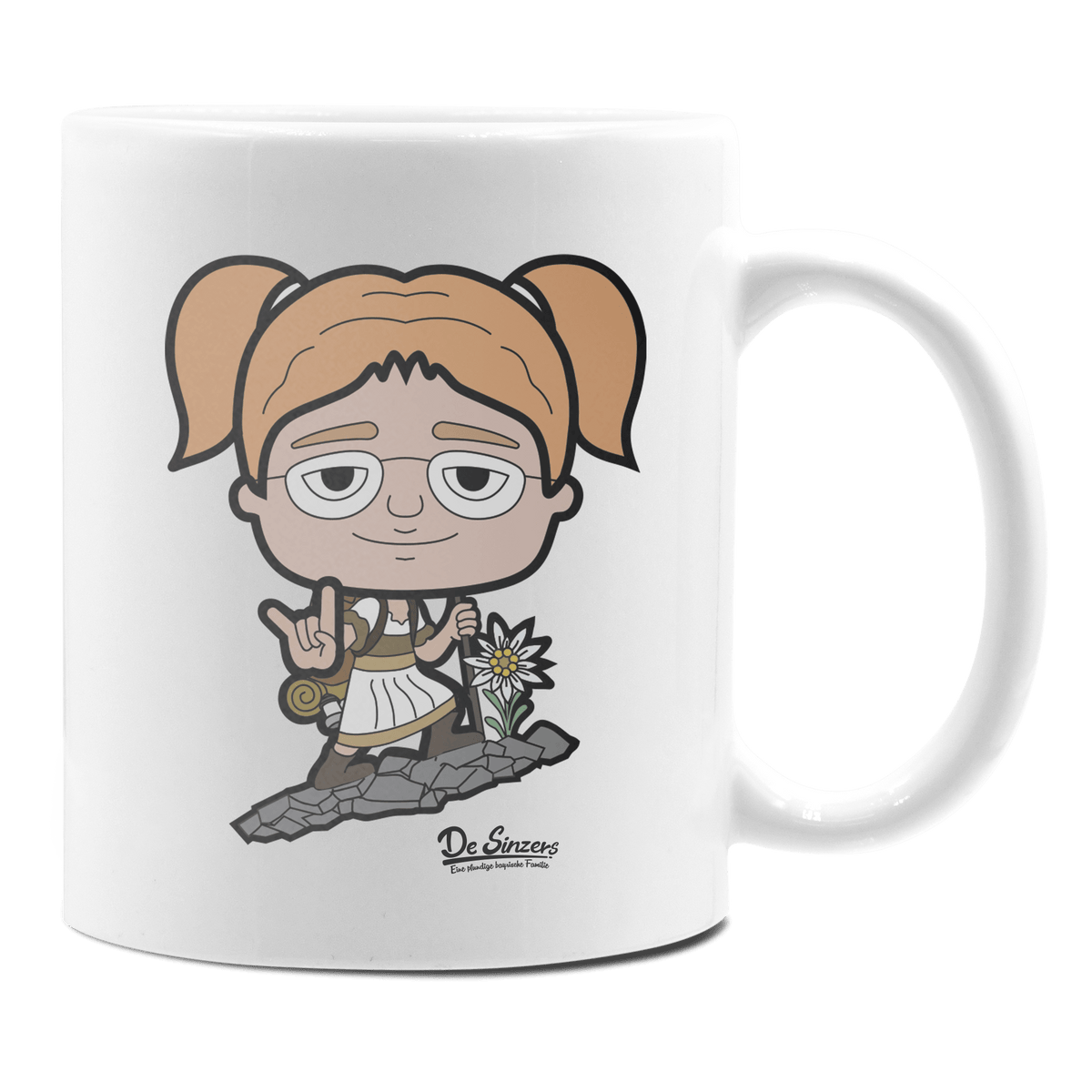 Die Jung Sinzerin Bergsteiger Keramik Kaffeetasse 330ml Weiss Rampoldplatte Front