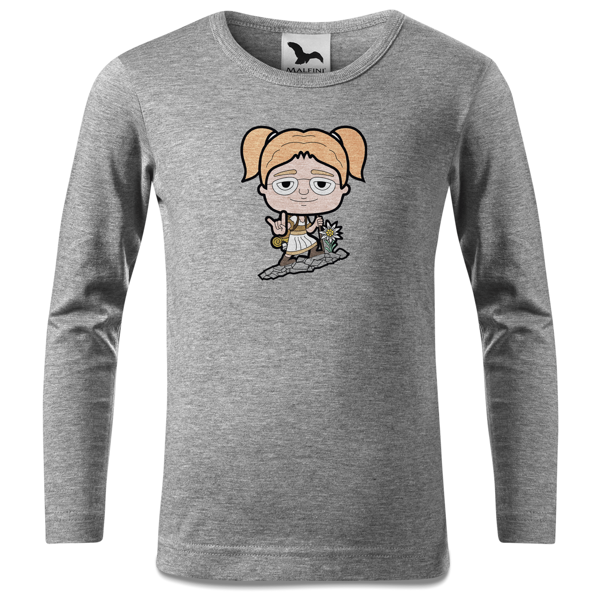 Die Jung Sinzerin Bergsteiger Longsleeve Kinder Grau Meliert Waldering Front