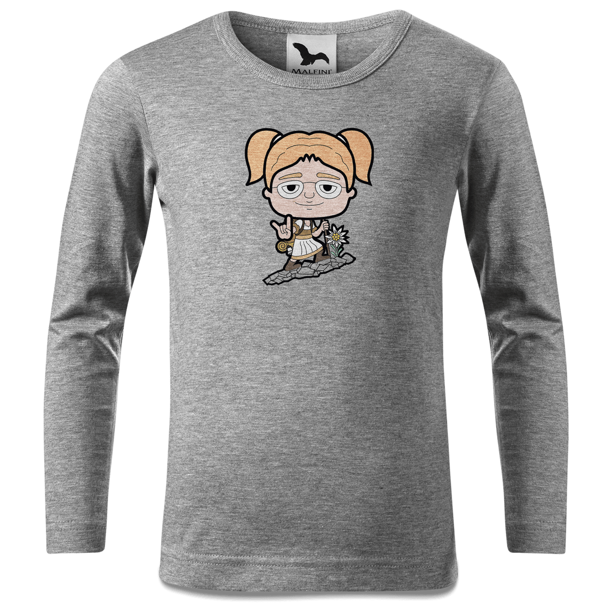 Die Jung Sinzerin Bergsteiger Longsleeve Kinder Grau Meliert Waldering Front
