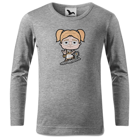 Die Jung Sinzerin Bergsteiger Longsleeve Kinder Grau Meliert Waldering Front