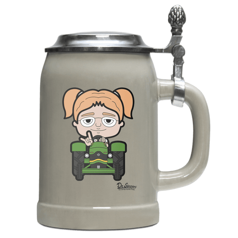 Die Jung Sinzerin Bulldog Bierkrug 500ml Grau mit Deckel Hocheck Front