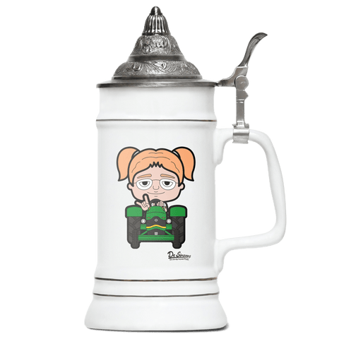 Die Jung Sinzerin Bulldog Bierkrug 500ml Weiss mit Spitzdeckel Wendelstein Front