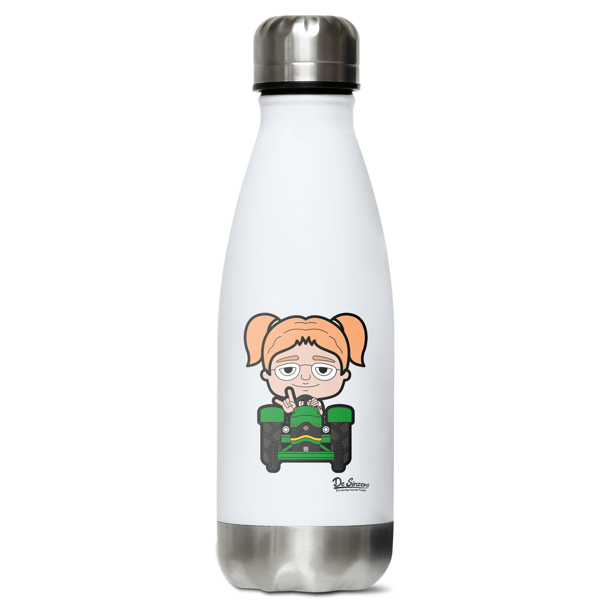 Die Jung Sinzerin Bulldog Edelstahl Thermoflasche 350ml Weiss Silber Kreuzspitze Front