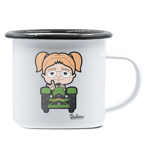 Die Jung Sinzerin Bulldog Emaille Tasse 375ml Weiss Schwarz Hochries Front