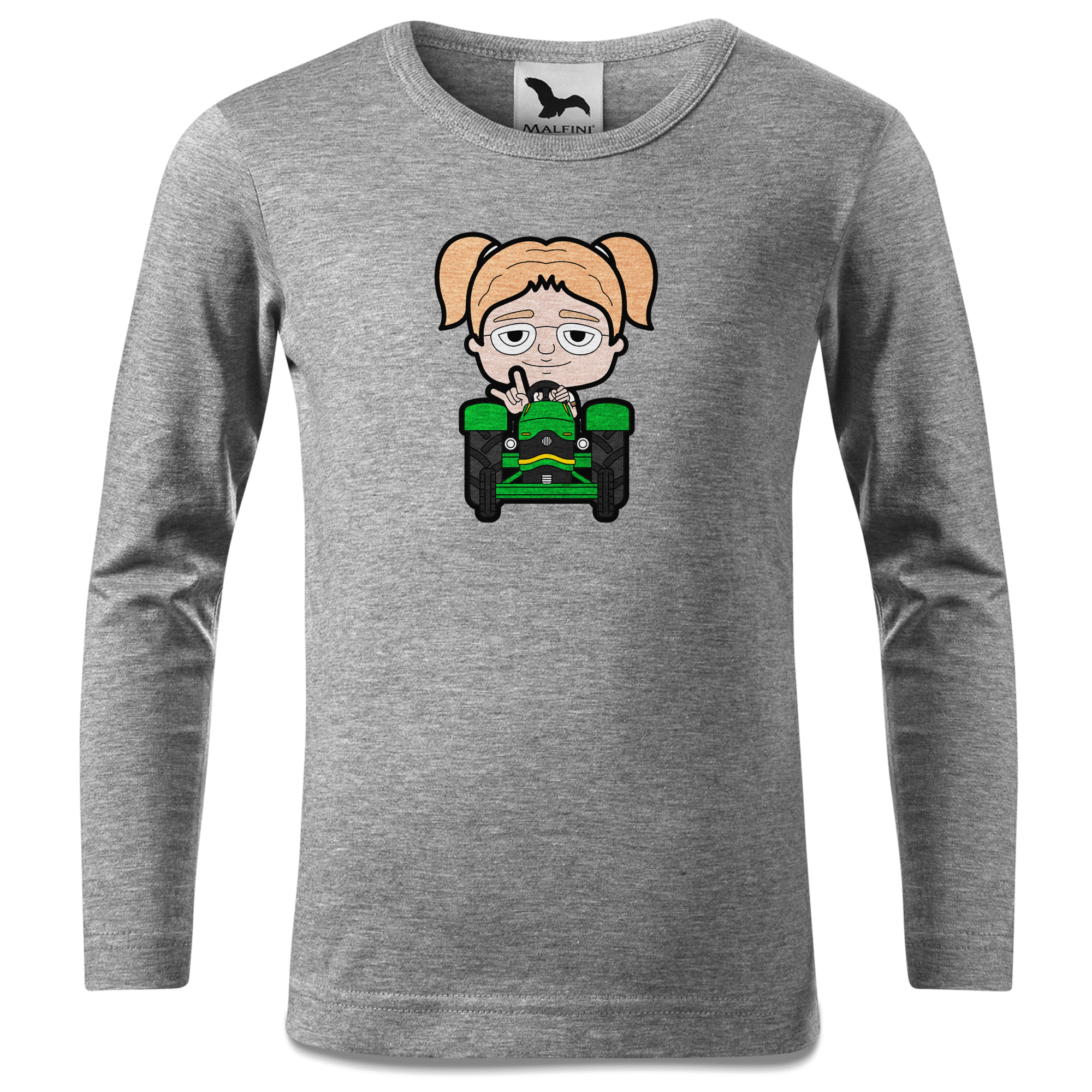 Die Jung Sinzerin Bulldog Longsleeve Kinder Grau Meliert Waldering Front