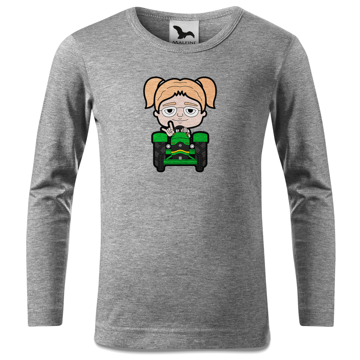 Die Jung Sinzerin Bulldog Longsleeve Kinder Grau Meliert Waldering Front