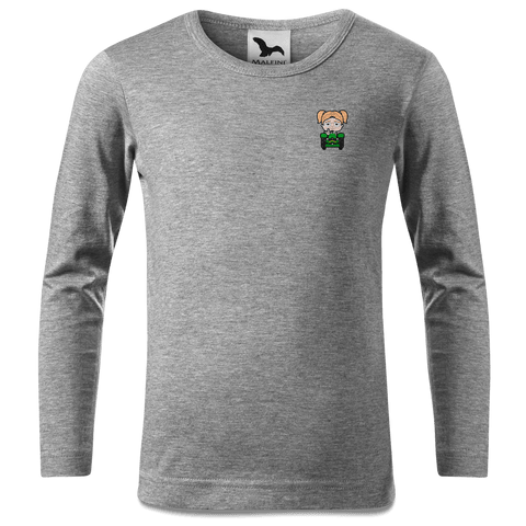 Die Jung Sinzerin Bulldog Longsleeve Kinder Grau Meliert Weinberg Front