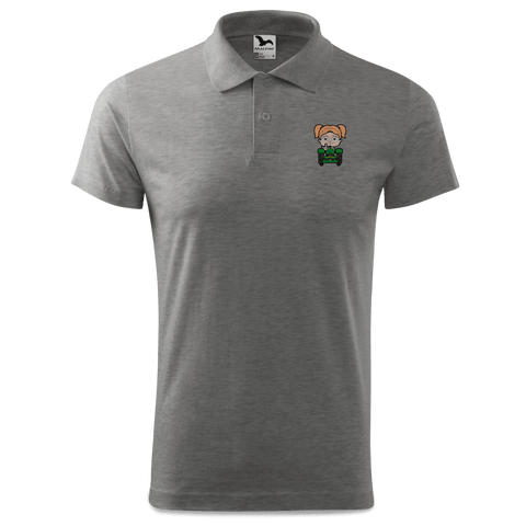 Die Jung Sinzerin Bulldog Polo Shirt Herren Grau Meliert Leiten Front