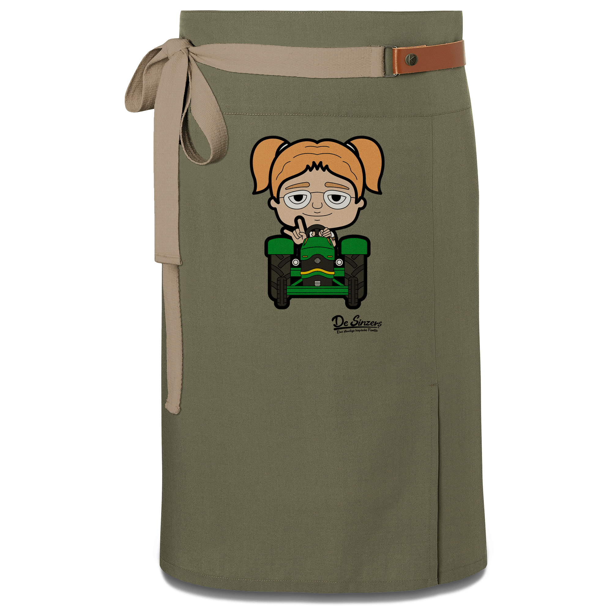 Die Jung Sinzerin Bulldog Schuerze Vorbinder Gruen Langhausen Front