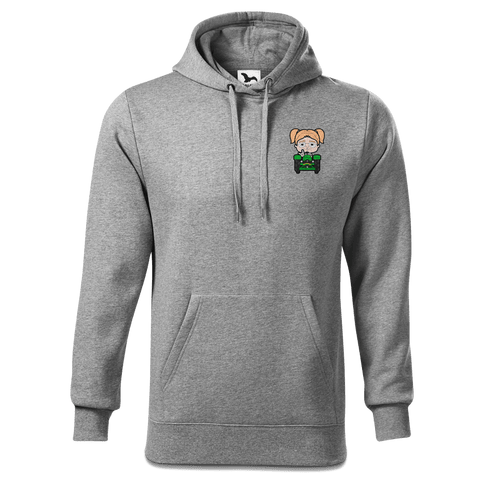 Die Jung Sinzerin Bulldog Sweatshirt Hoody Herren Grau Meliert Puster Front