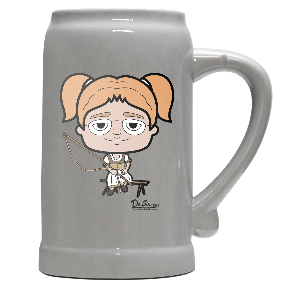 Die Jung Sinzerin Goaßlschnoizer Bierkrug 1000ml Grau Zugspitze Front