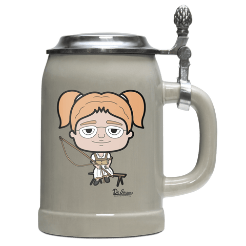 Die Jung Sinzerin Goaßlschnoizer Bierkrug 500ml Grau mit Deckel Hocheck Front