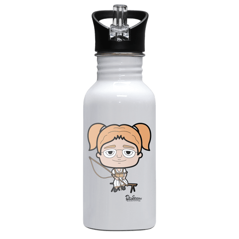 Die Jung Sinzerin Goaßlschnoizer Edelstahl Trinkflasche mit klappbarem Mundstueck 500ml Weiss Rotwand Front