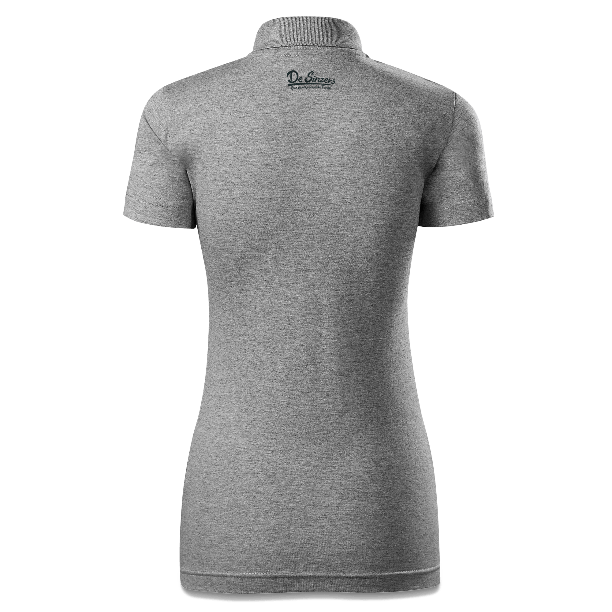 Die Jung Sinzerin Goasslschnoizer Polo Shirt Damen Grau Meliert Lack Back
