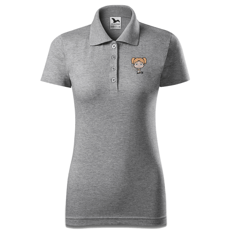 Die Jung Sinzerin Goasslschnoizer Polo Shirt Damen Grau Meliert Lack Front