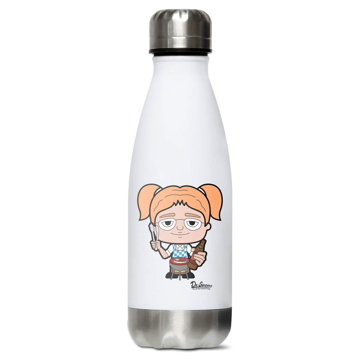 Die Jung Sinzerin Griller Edelstahl Thermoflasche 350ml Weiss Silber Kreuzspitze Front