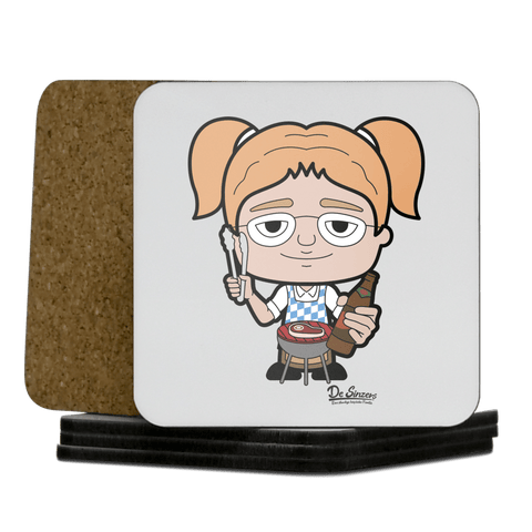 Die Jung Sinzerin Griller Korkuntersetzer 5er Set 95 x 95 mm Weiss Karkopf Front