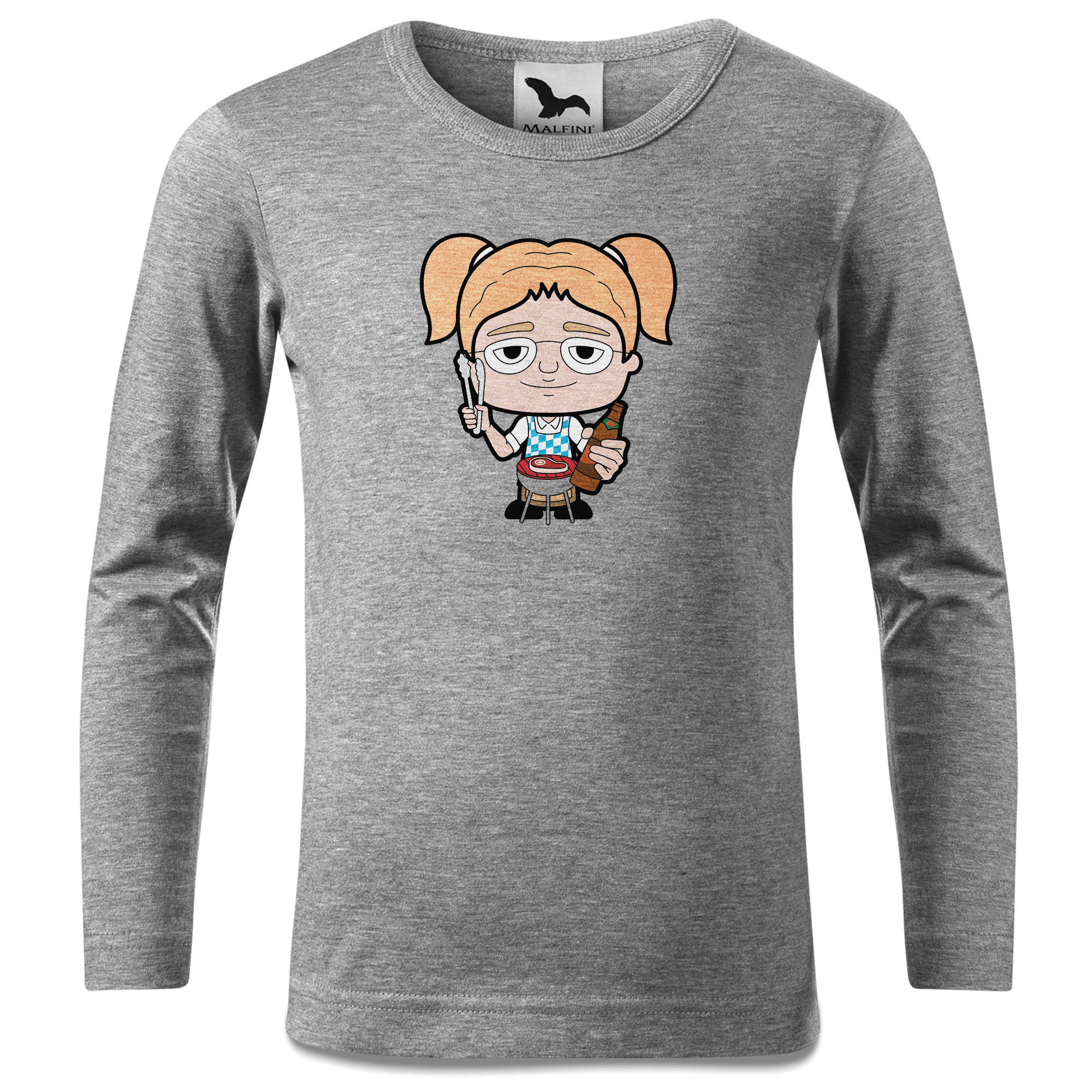Die Jung Sinzerin Griller Longsleeve Kinder Grau Meliert Waldering Front