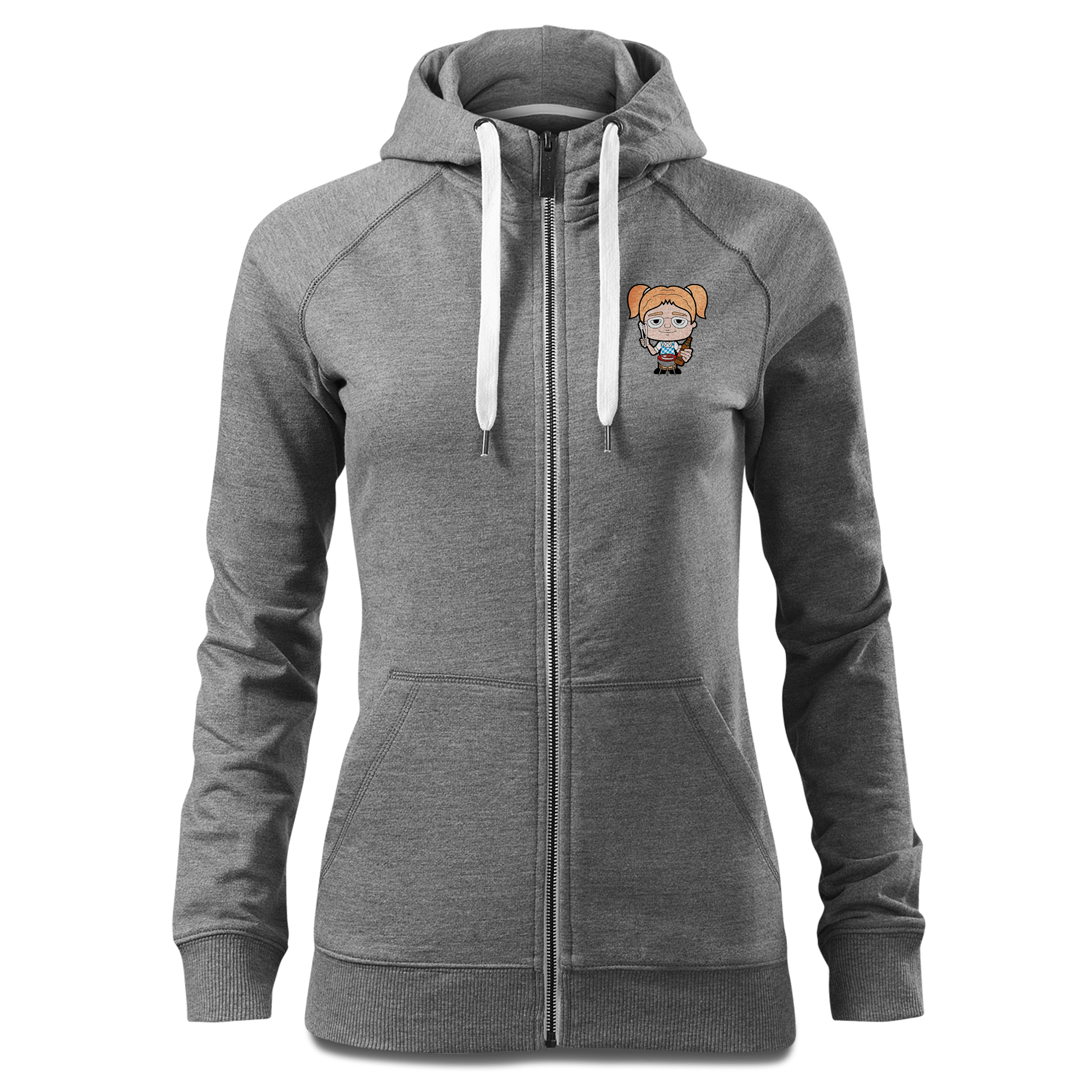 Die Jung Sinzerin Griller Sweatshirt Zip Hoody Damen Grau Meliert Kreut Front