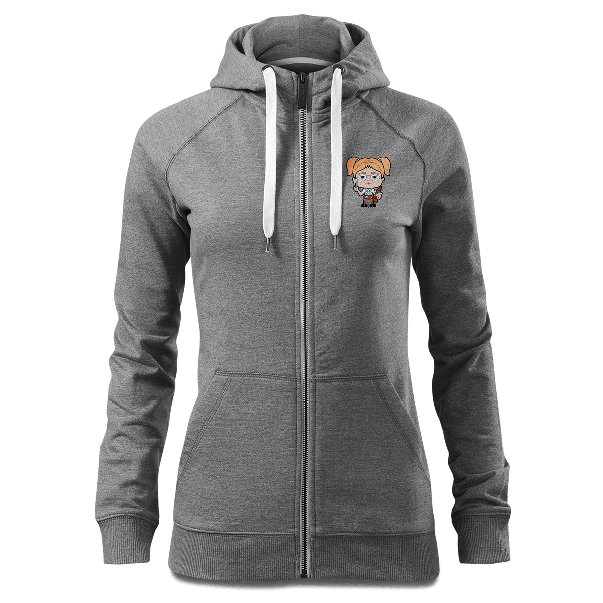 Die Jung Sinzerin Griller Sweatshirt Zip Hoody Damen Grau Meliert Kreut Front