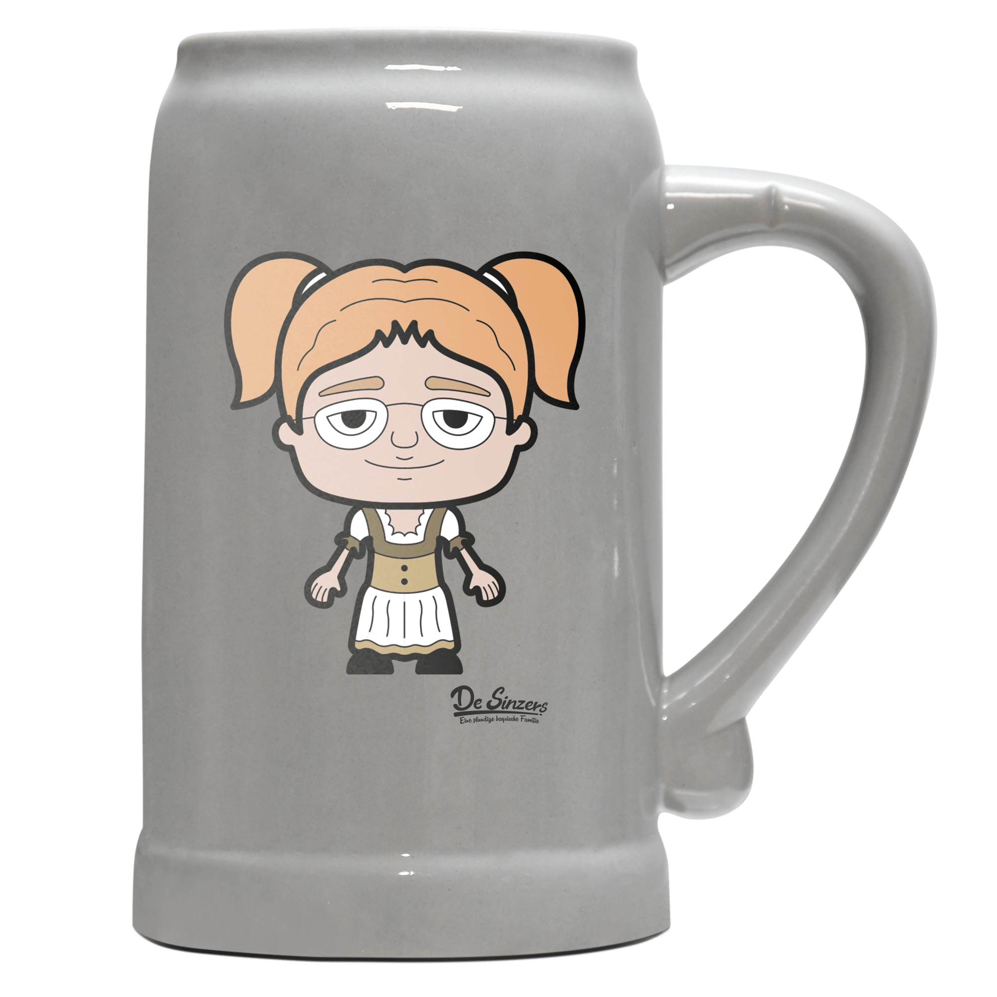 Die Jung Sinzerin Grundfiguren Bierkrug 1000ml Grau Zugspitze Front
