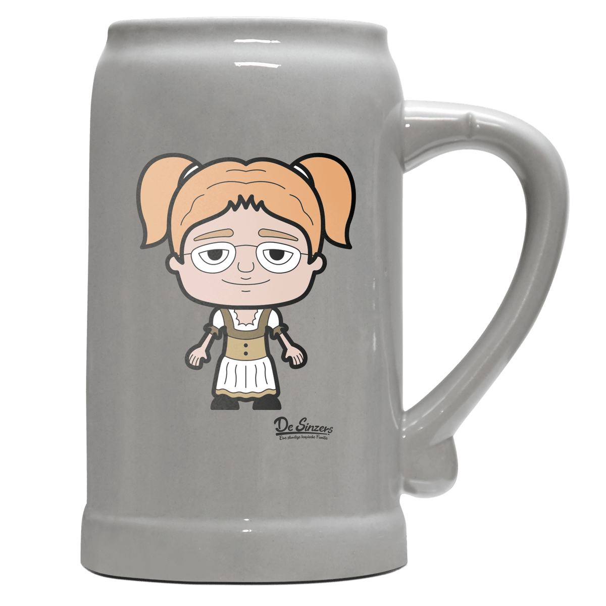 Die Jung Sinzerin Grundfiguren Bierkrug 1000ml Grau Zugspitze Front