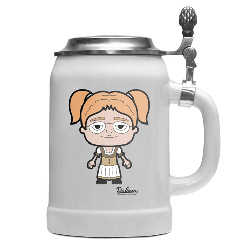 Die Jung Sinzerin Grundfiguren Bierkrug 500ml Weiss mit Deckel Wetterspitzen Front