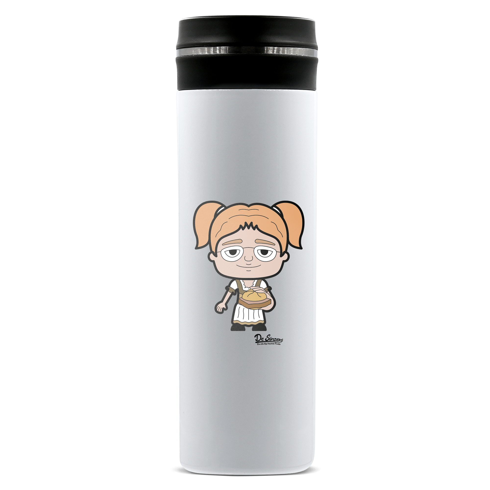 Die Jung Sinzerin Leberkassemmel Edelstahl Thermoflasche 450ml Weiss Geigelstein Front