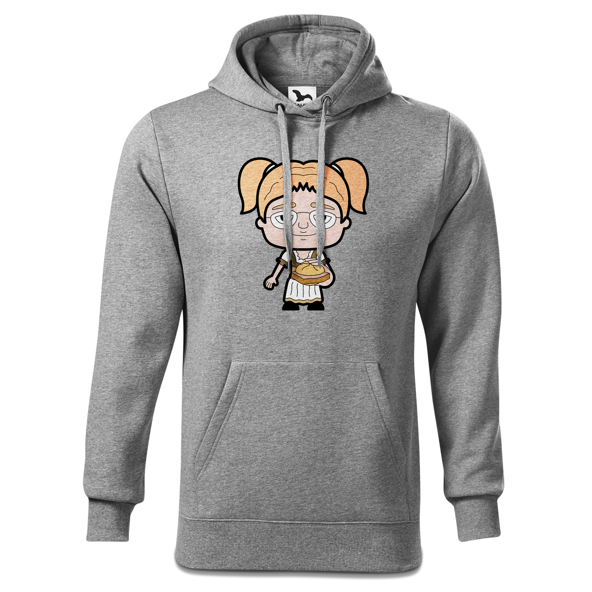 Die Jung Sinzerin Leberkassemmel Sweatshirt Hoody Herren Grau Meliert Pulvermuehle Front