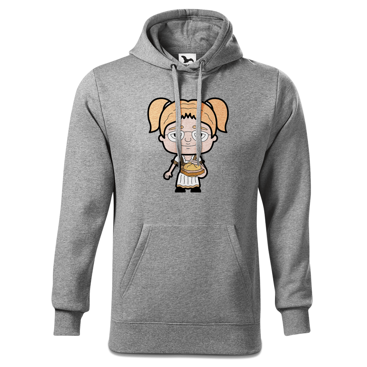 Die Jung Sinzerin Leberkassemmel Sweatshirt Hoody Herren Grau Meliert Pulvermuehle Front