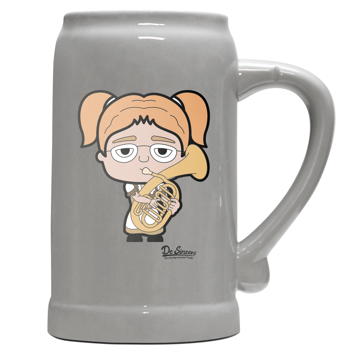 Die Jung Sinzerin Musikinstrumente Bierkrug 1000ml Grau Zugspitze Front