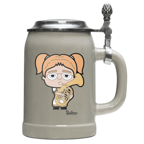 Die Jung Sinzerin Musikinstrumente Bierkrug 500ml Grau mit Deckel Hocheck Front