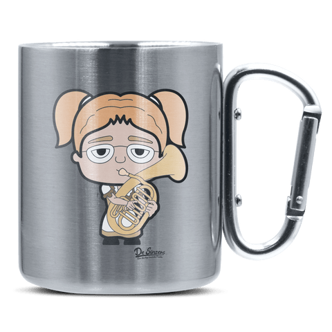 Die Jung Sinzerin Musikinstrumente Edelstahl Kaffeetasse silberer Karabiner 320ml Grosser Traithen Front