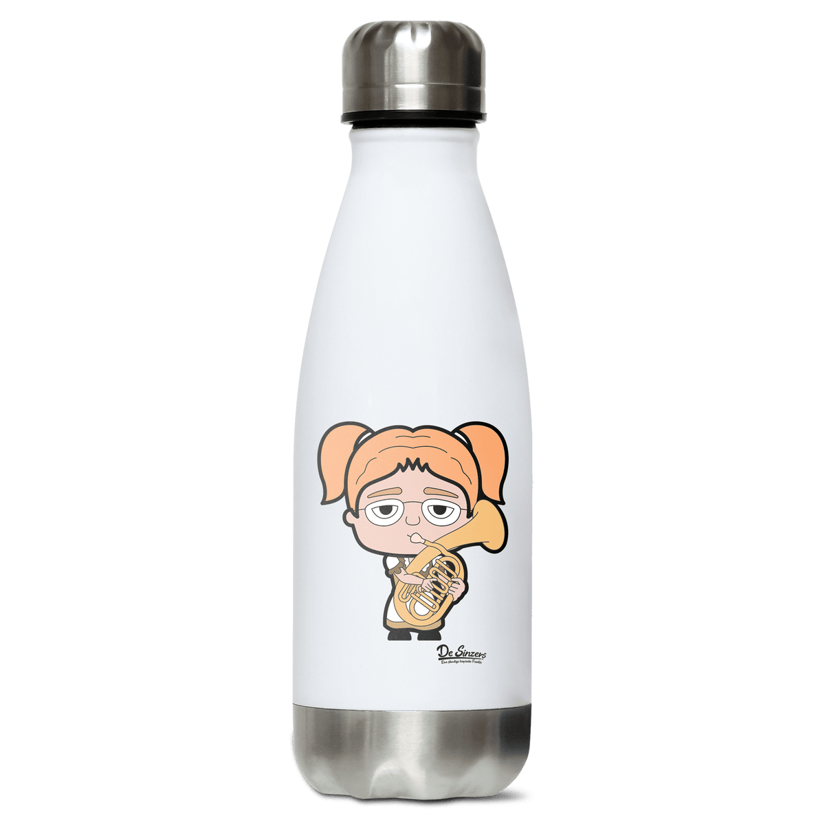Die Jung Sinzerin Musikinstrumente Edelstahl Thermoflasche 350ml Weiss Silber Kreuzspitze Front