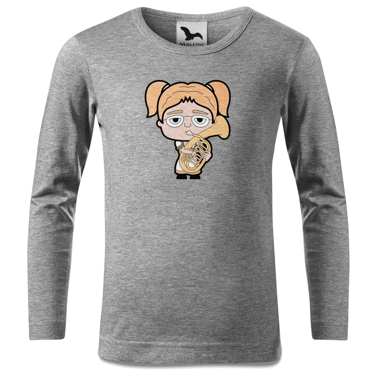 Die Jung Sinzerin Musikinstrumente Longsleeve Kinder Grau Meliert Waldering Front
