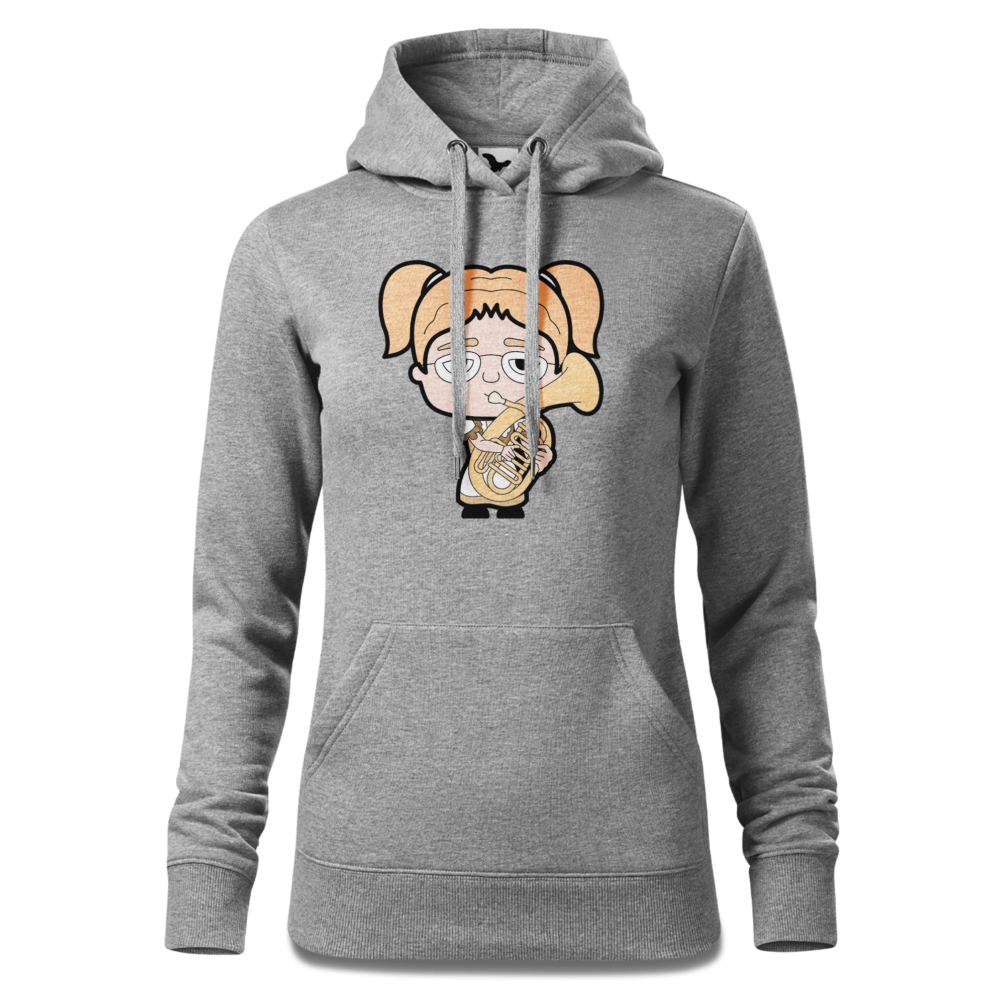 Die Jung Sinzerin Musikinstrumente Sweatshirt Hoody Damen Grau Meliert Kieling Front