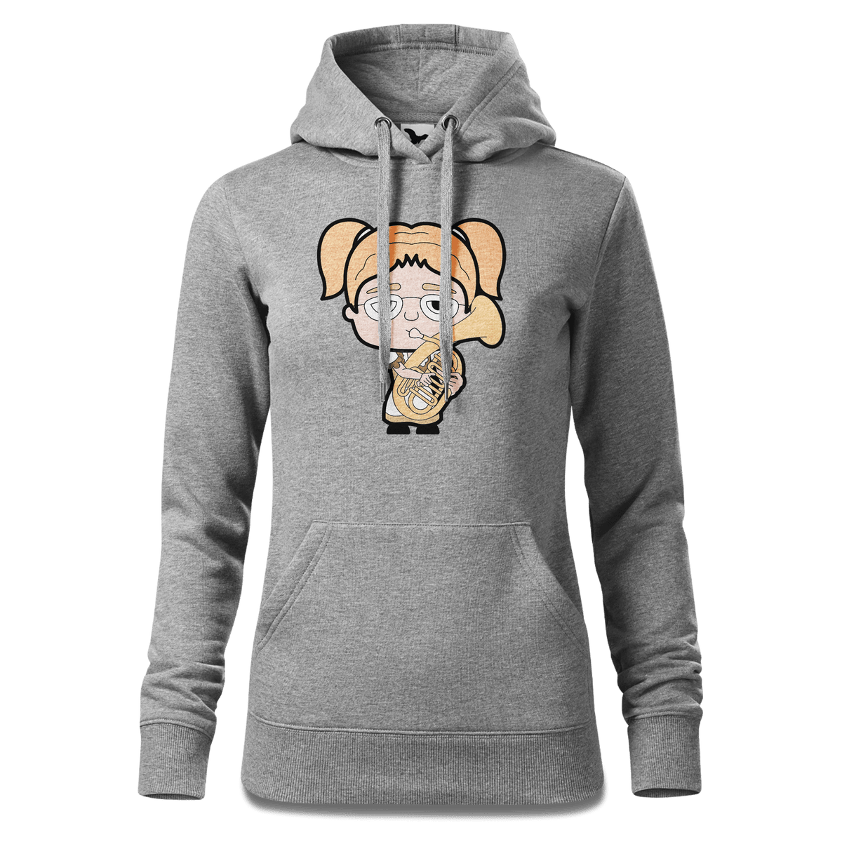 Die Jung Sinzerin Musikinstrumente Sweatshirt Hoody Damen Grau Meliert Kieling Front