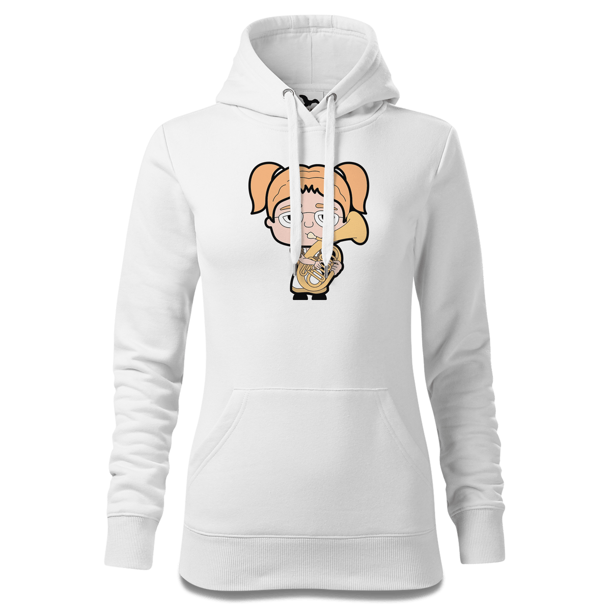 Die Jung Sinzerin Musikinstrumente Sweatshirt Hoody Damen Weiss Eckenholz Front