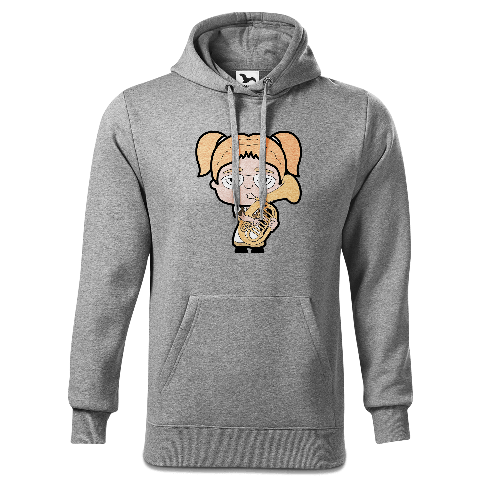 Die Jung Sinzerin Musikinstrumente Sweatshirt Hoody Herren Grau Meliert Pulvermuehle Front